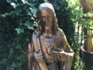 Jesus heiliges Herz Statue, massiver Stein, Farbe Bronze, schönes Aussehen!