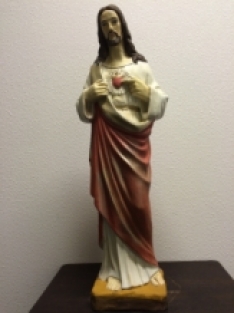 Jesus sacred heart statue, full of stone, original church statue in color.