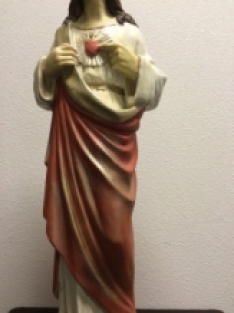 Jesus sacred heart statue, full of stone, original church statue in color.