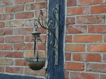 Hanging basket with wall hook - metal - wall decoration