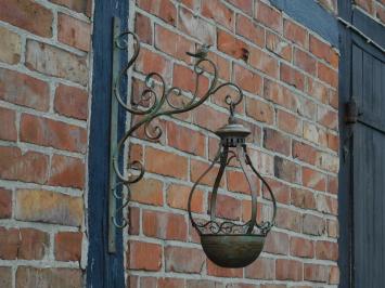 Hanging basket with wall hook - metal - wall decoration