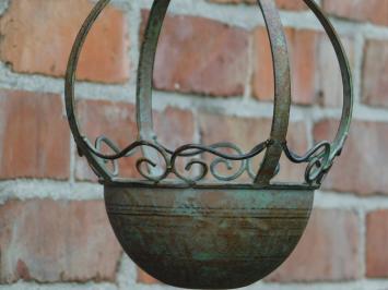 Hanging basket with wall hook - metal - wall decoration