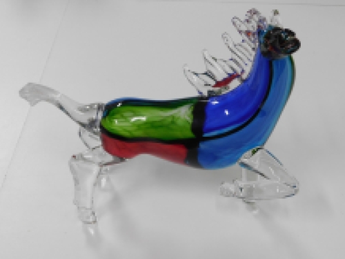 Glasgeblazen Murano style paard, vol in kleur, prachtig ontwerp. LAATSTE!!