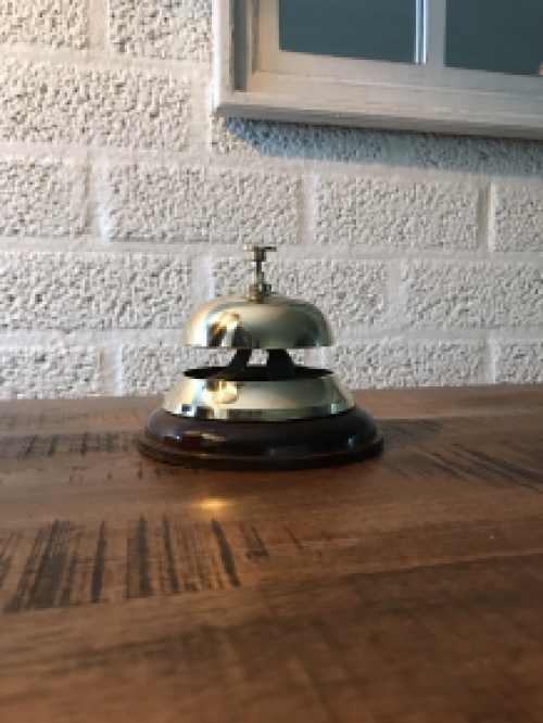 Hotel desk bell wood-brass, beautiful sound!!