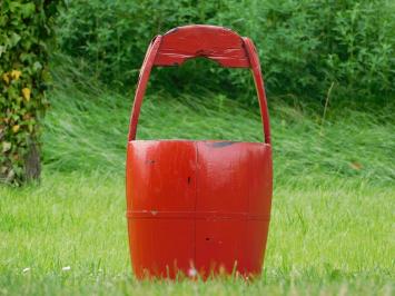 Vintage Wooden Bucket - Red - Height 60 cm