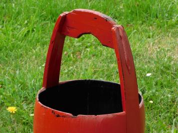 Vintage Houten Emmer - Rood - Hoogte 60 cm