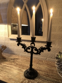 Candlestick 3-armed cast iron, black, super beautiful!!