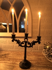 Candlestick 3-armed cast iron, black, super beautiful!!