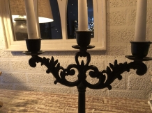 Candlestick 3-armed robust cast iron, old-white, super beautiful!!