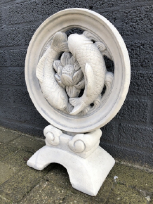 Koi carp pond ornament, full stone, beautiful on the waterfront.