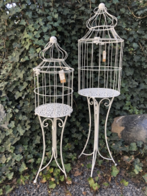 Large birdcage standing on graceful wrought iron legs, a piece of jewelry!!