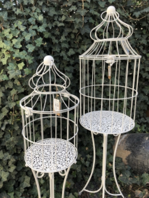 Large birdcage standing on graceful wrought iron legs, a piece of jewelry!!