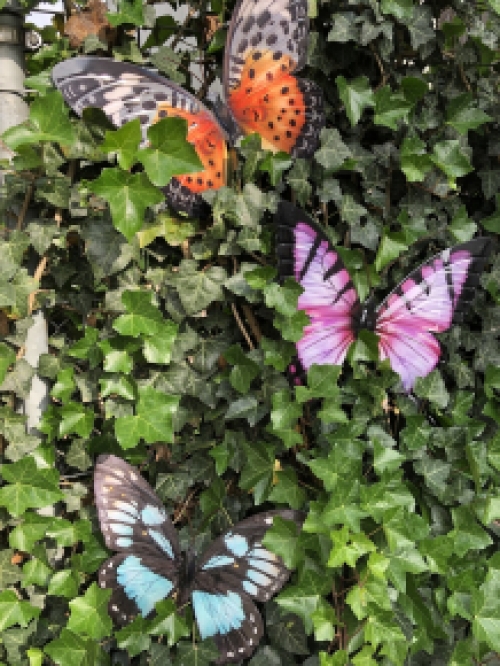 Set von 3 Farbenfrohen Metall Schmetterlingen - Vollständig aus Metall - Verschiedene Farben