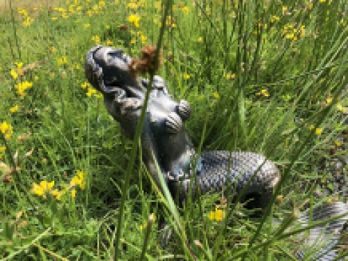 Beautiful mermaid cast iron bronze-brass statue.