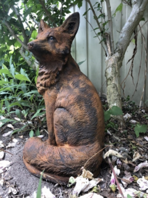 Fuchs, Steinstatue, Fuchs Tierfiguren, Fuchs Gartenstatuen, Steinoxid