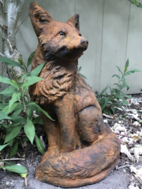 Fuchs, Steinstatue, Fuchs Tierfiguren, Fuchs Gartenstatuen, Steinoxid