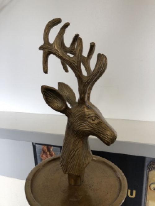 Etagère alu-bronze look, 3 layers with a deer head with antlers at the top, UNIQUE!!