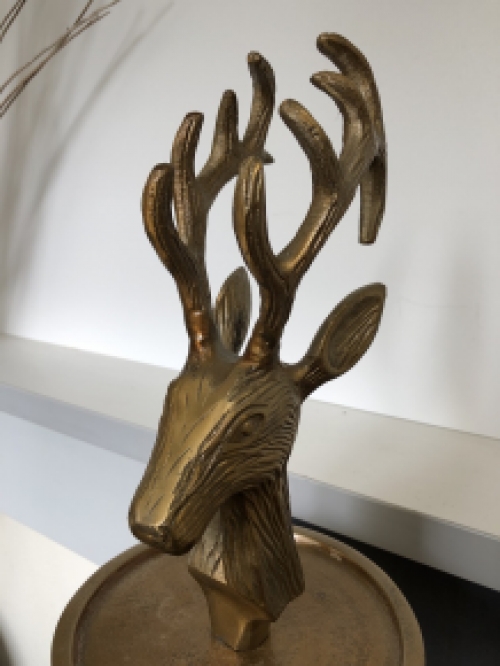 Etagere Alu-Bronze-Look, 3 Schichten mit Hirschkopf mit Geweih als Aufsatz, UNIQUE!