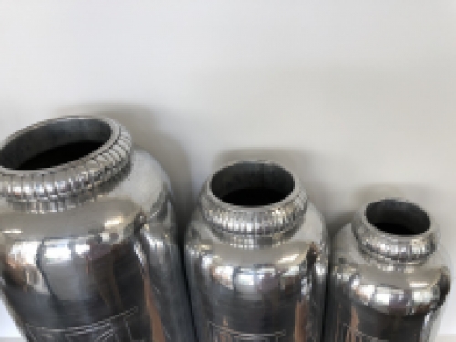 Vase Aluminium XL, Silber-Look, mit Beschriftung, sehr schön