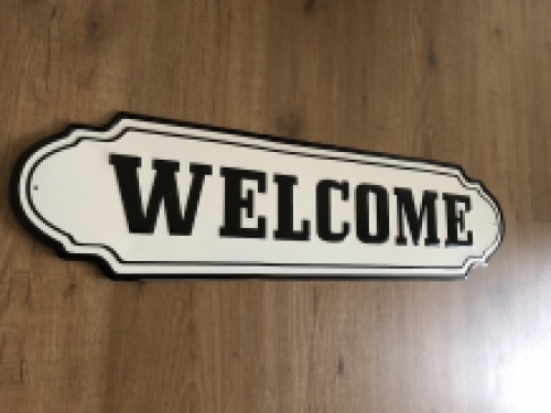 Wandbord, naamplaat XL, met tekst: WELCOME in old-look.