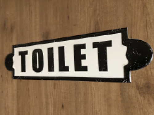 Wandbord, naamplaat XL, met tekst: Toilet in old-look.