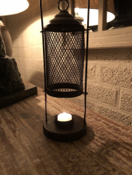 Candlestick, storm lantern, metal brown.