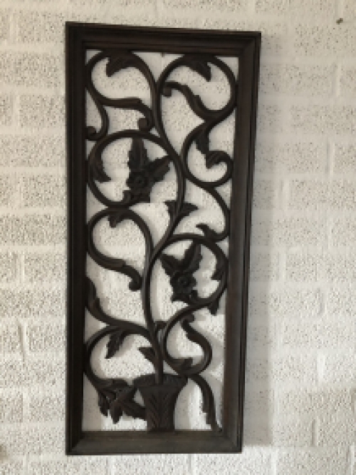 Beautiful antique wall ornament in colonial wood carved 