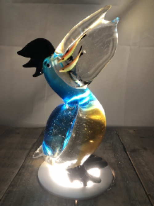 Beautiful glass-blown pelican, full of color.