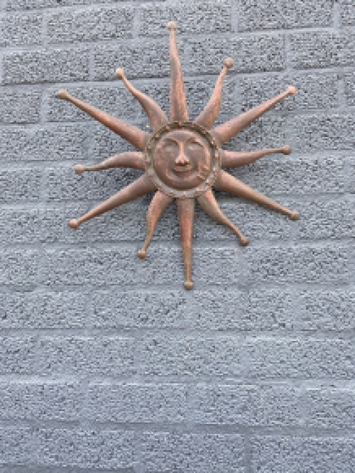 Wall ornament sun copper, metal.