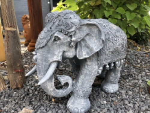 Elephant India, decoration, culture, Asia, statue, vintage, traditional, polystone gray.