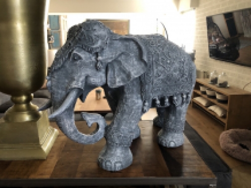 Olifant India, decoratie, cultuur, Azië, standbeeld, vintage, traditioneel, polystone grijs.