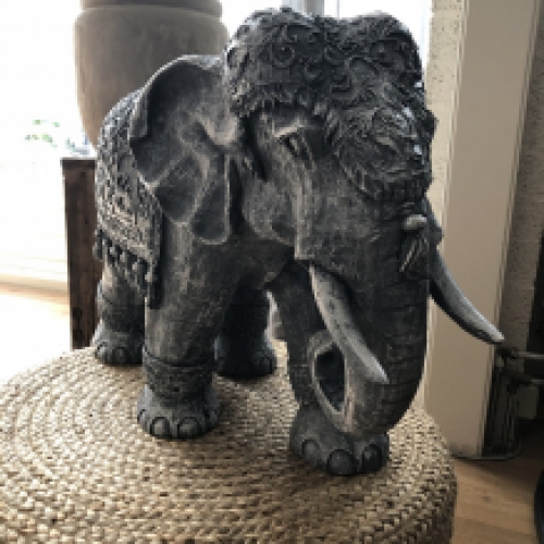 Elephant India, decoration, culture, Asia, statue, vintage, traditional, polystone gray.