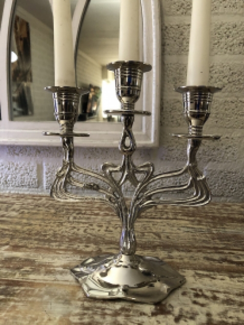 Kerzenleuchter - 3-Arm - Nickel