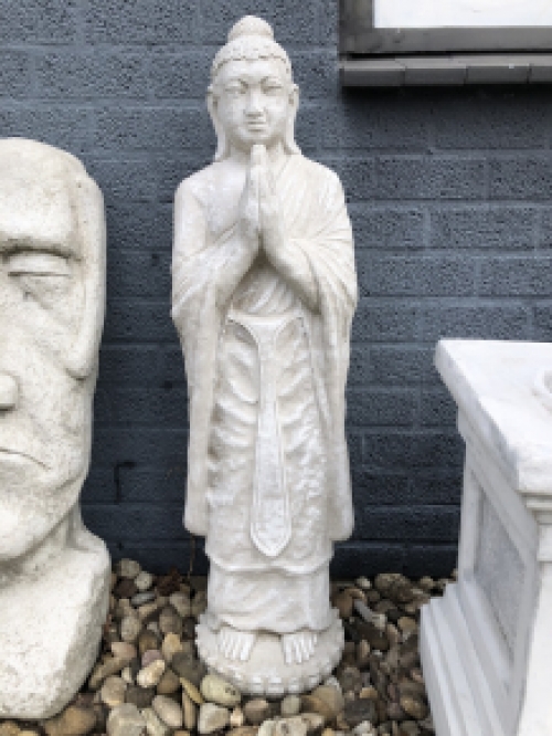 Staande Boeddha - steen - white wash