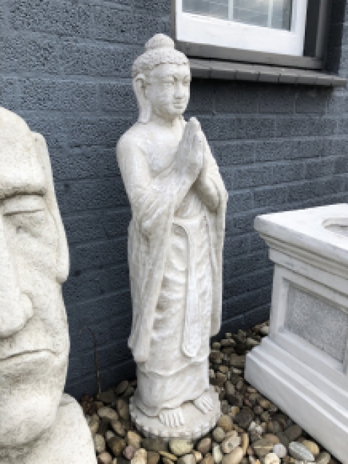 Staande Boeddha - steen - white wash