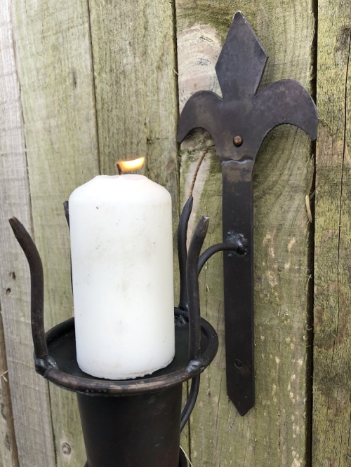 Castle torch as a candle holder, metal