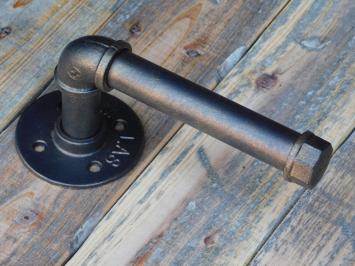 Industrieller Toilettenpapierhalter - Messing antik - Eisen