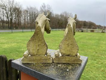 Set of 2 Horse Statues - olive green - bookends