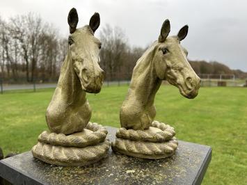 Set of 2 Horse Statues - olive green - bookends