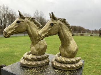 Set van 2 Paardenbeelden - olijfgroen - boekensteunen