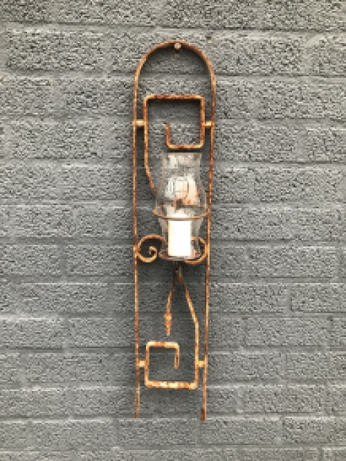 Cast iron wall ornament with beautiful candle holder and safety glass, beautiful, ONLY 2 AVAILABLE!!