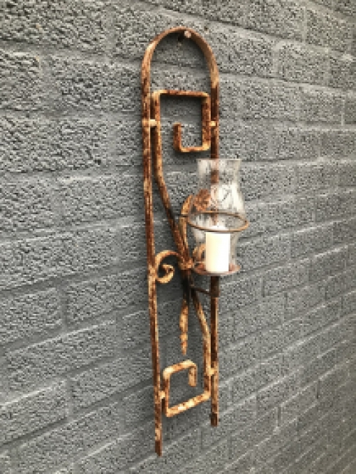 Cast iron wall ornament with beautiful candle holder and safety glass, beautiful, ONLY 2 AVAILABLE!!