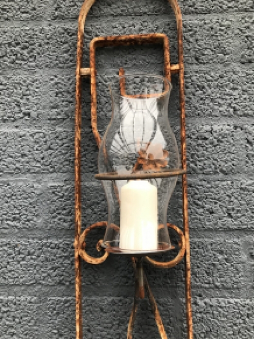 Cast iron wall ornament with beautiful candle holder and safety glass, beautiful, ONLY 2 AVAILABLE!!