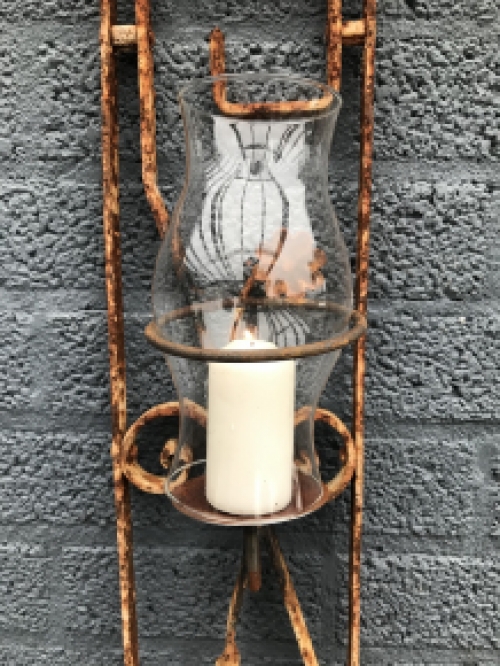 Cast iron wall ornament with beautiful candle holder and safety glass, beautiful, ONLY 2 AVAILABLE!!