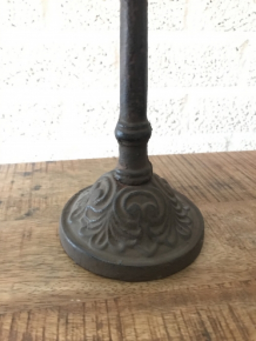 Candlestick 3-armed robust cast iron, old-white, super beautiful!!