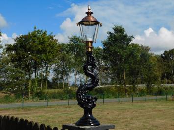 Mystical Fish Lamppost with Brass Cap – 100 cm - Black, Aluminium, Brass, Copper