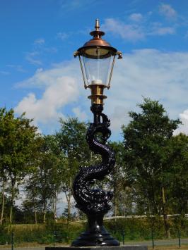 Mystical Fish Lamppost with Brass Cap – 100 cm - Black, Aluminium, Brass, Copper