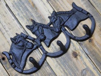 Coat rack with horses - 3 Hooks - Cast iron Brown