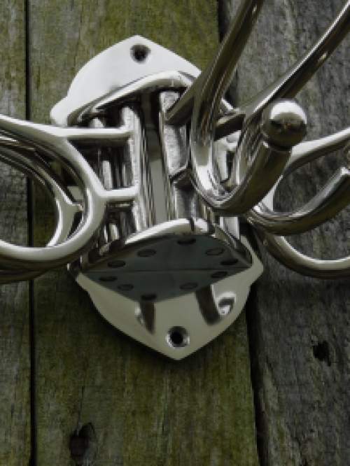 Grote kapstok met in totaal 10 haken, 5 verstelbare kapstokken - aluminium vernikkeld