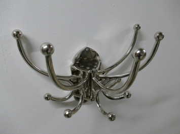 Garderobenständer mit verschiebbaren Haken – vernickeltes Aluminium – 5 Doppelhaken